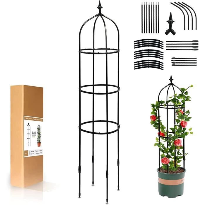 Support Obélisque Pour Plantes Grimpantes - En Acier Plastifié, Hauteur 90 à 180 Cm, Pour Jardin Et Terrasse