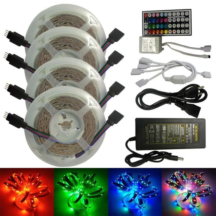 BANDE - RUBAN LED lumineux 20M 1200LED RGB Lumière de câble USB Barre  lumineuse décorative flexible avec télécommande - Cdiscount Maison
