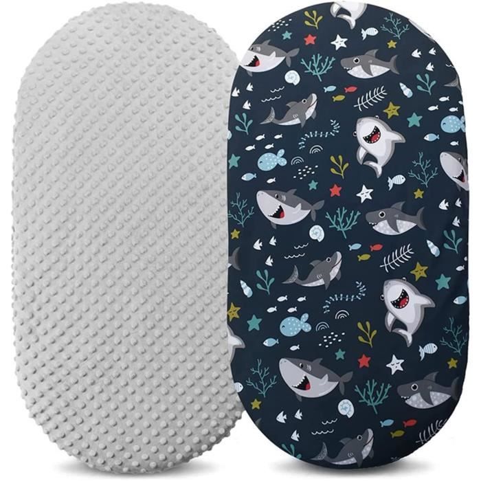 Drap-Housse Berceau 120x60 Cm Étoiles Jaunes - Coton Doux Pour Lit Bébé Et Poussette