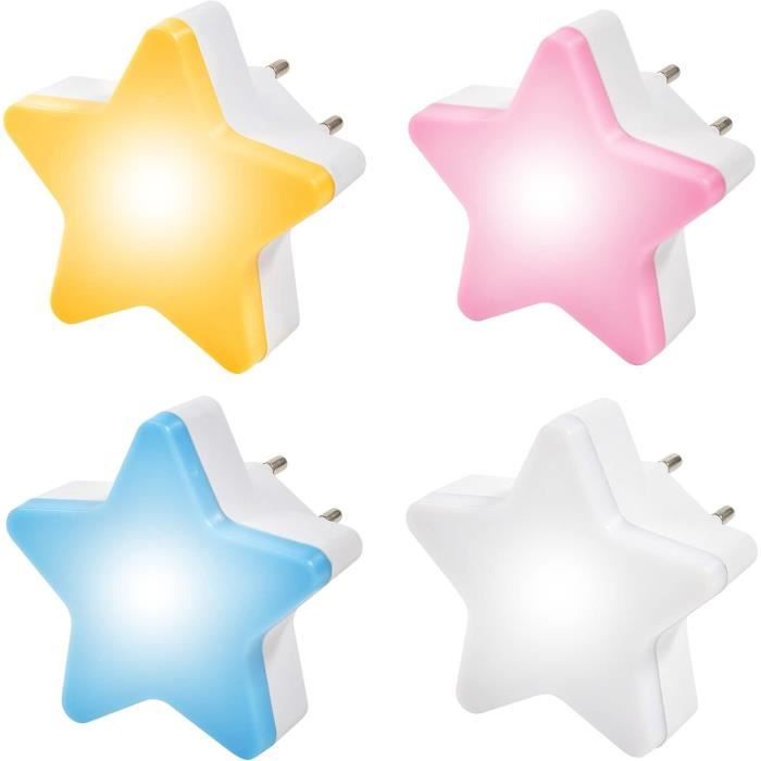 Veilleuses électriques LED 2 Pièces, capteur crépuscule - aube, lumière blanche chaude réglable