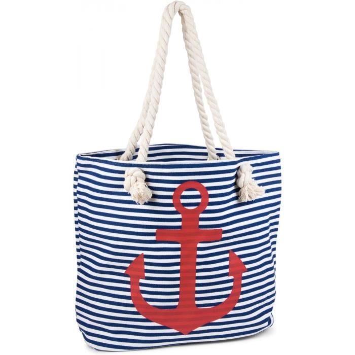 SAC DE PLAGE RAYÉ EN 2 TONS (BLEU CIEL/BLEU FONCÉ