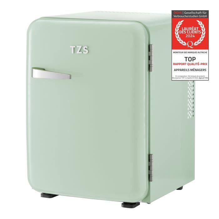 Mini Réfrigérateur Portable 40L, Mini Frigo de Chambre ou Hôtel - Silencieux, Réglages de Température, Retro, Vert