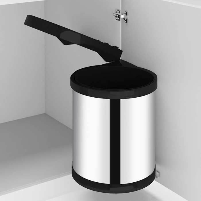 vidaXL Poubelle Intégrée de Cuisine Poubelle à Ordures Déchets Poubelle de Recyclage Maison Seau Intérieur Amovible Acier 51172