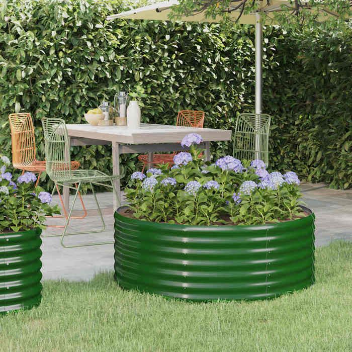 vidaXL Lit Surélevé de Jardin Pot à Fleurs Boîte à Plantes Lit Surélevé Patio Terrasse Extérieur Acier Enduit de 318983