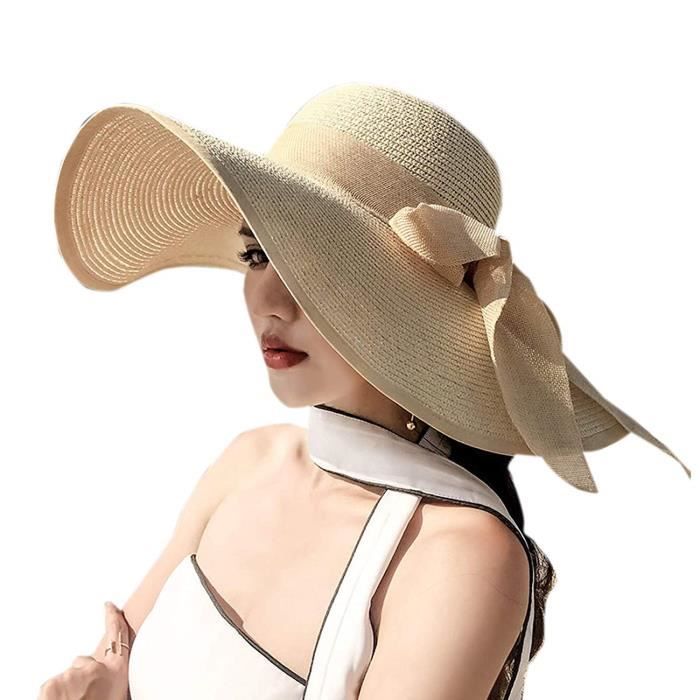 HAPEE Femme Capelines de Soleil Soleil R¨¦glable Coton Large Bord Visi¨¨re Et¨¦ Plage Voyage UPF UV