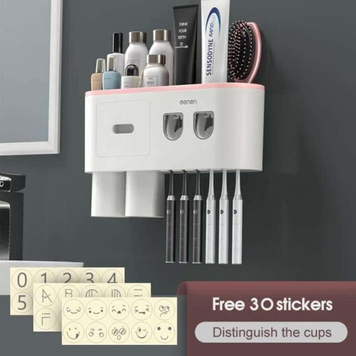 Porte Brosse à Dents Mural Distributeur Automatique Noir - Support Brosse à Dent Electrique Multifonction Avec Fixation Murale