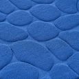 Lot 2 tapis de bain à motif galets, tapis salle de bain antidérapant en microfibre coloris bleu foncé-Longueur 60 x Profondeur 40-1