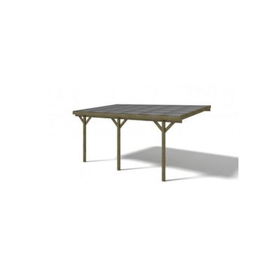 Carport Adossé HELENE 15m² - Bois Traité + Toit PVC 8mm - Abri Voiture 1 Place - Monopente