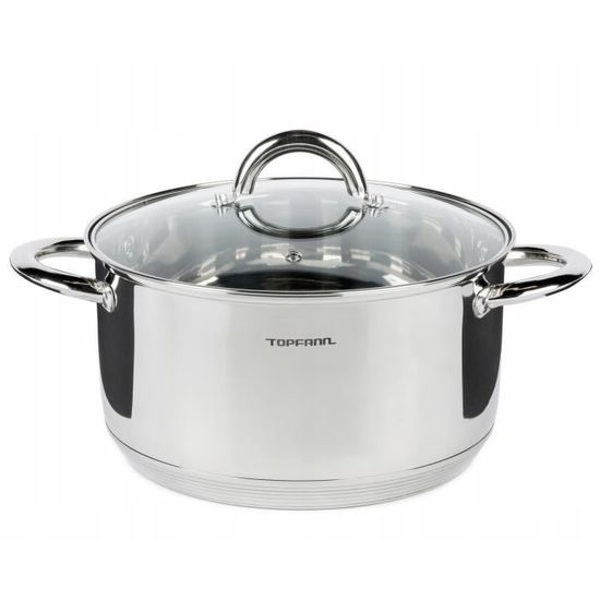 Marmite En Acier Inoxydable Triple épaisseur 20cm - Avec Couvercle En Verre, Compatible Induction Et Lave-vaisselle - 3