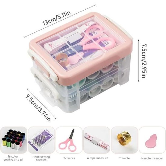Mini Kit De Couture Portable - 2 Boîtes Avec Aiguilles, Fil, Ciseaux Et Boutons - Pour Voyages Et Dépannage