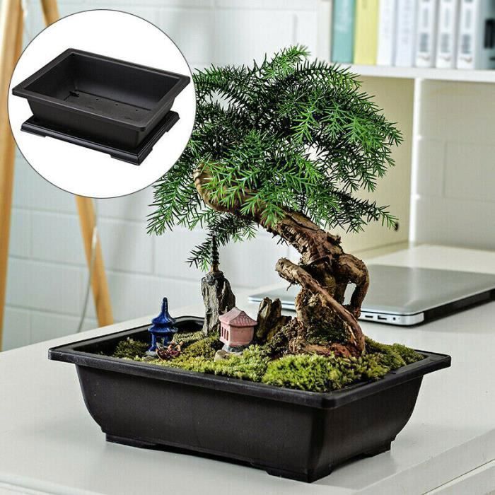 Pot De Bonsaï Pot Bonsai Rectangulaire Pour Jardins Balcon Extérieur Intérieur 29x21x10.5 Cm Noir - Jardin