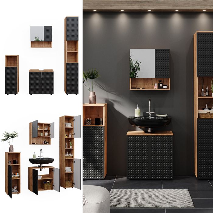 Meuble de rangement de salle de bain Freddy, 36.4x79cm, Anthracite