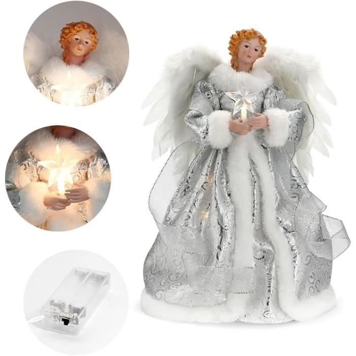 Ange Topper Pour Sapin De Noël 20cm - Or Brillant, Décoration Cime D'arbre - Pour Décorations De Noël, Fêtes, Centre De Table - 4