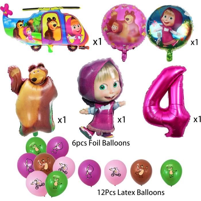 58 Pièces Masha Et L'Ours Deco Anniversaire, Masha Et L'Ours Ballon, Toile  De Fond, Masha Et L'Ours Ballon Aluminium, Masha E[H5473]