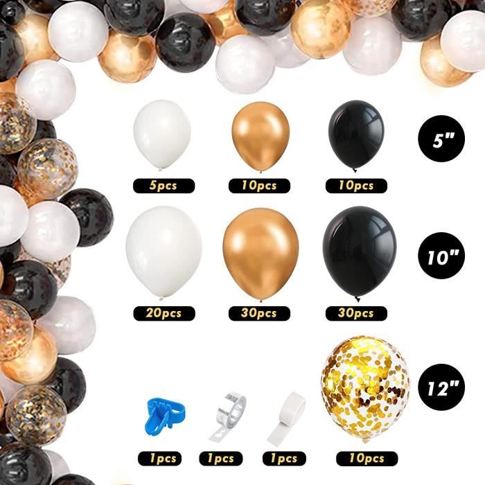 120 pièces Arche de Ballon Kit Or Argent Noir Guirlande Ballon