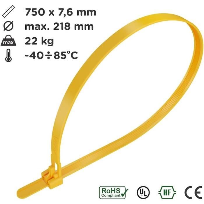 Collier De Serrage Réutilisable Plastique, 750 Mm X 7,6 Mm, Attache — free download