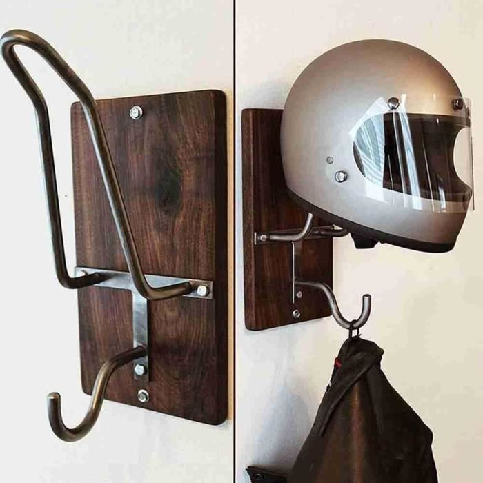 Support de rangement pour casque de moto, support d'exposition pour casques noirs, cintre pour casque de vélo en aluminium avec porte-veste