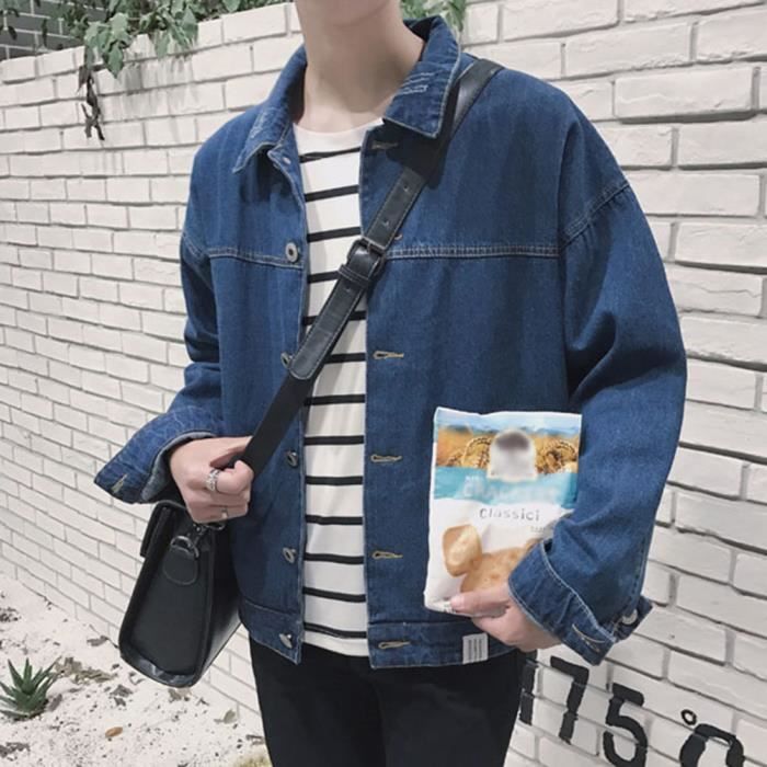 Vintage Veste en Jean Homme Grande Taille Veste en Denim Ample Top