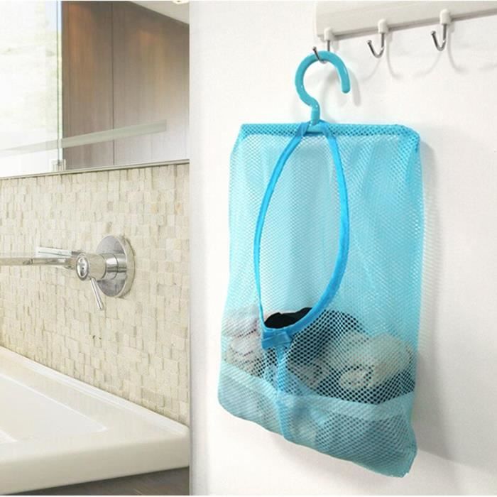 Lot De 2 Sacs à Pinces à Linge Suspendus – Organisateur En Lin Oxford 27x32 Cm Avec Crochet Rotatif 360° Inox, Gain De Place Balcon Salle De Bain