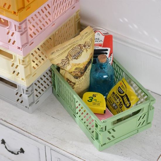 Lot De 4 Boîtes De Rangement Pliantes Vertes - 4L - Empilables Pour Armoire, Cuisine Ou Bureau
