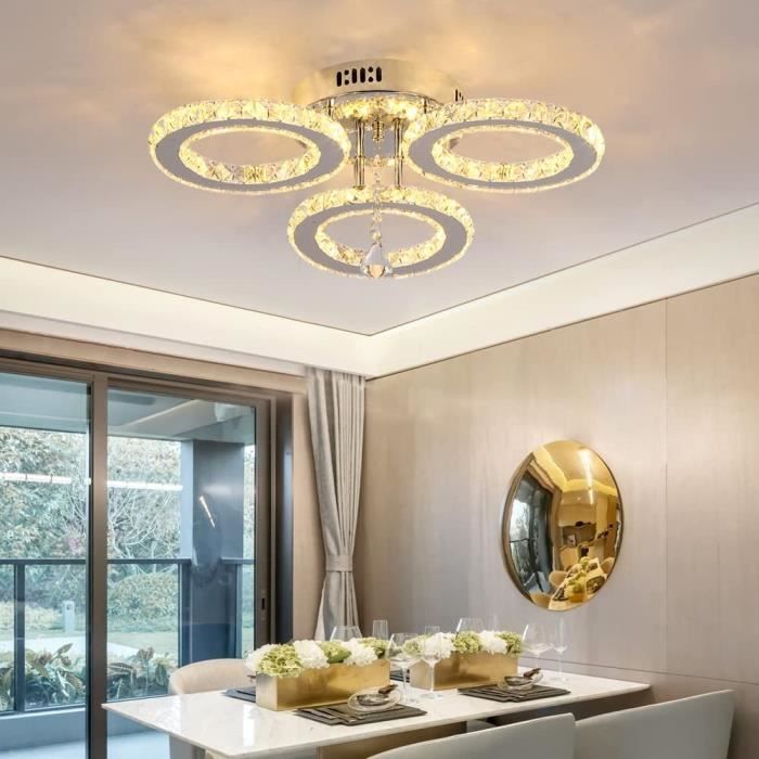 Lustre moderne à 3 anneaux en cristal en forme de cœur à LED pour salon,  chambre à coucher, couloir, foyer (cœur blanc froid) : : Outils et  Bricolage