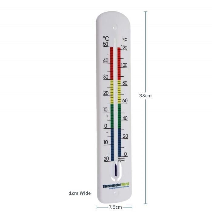 Grand thermomètre extérieur - 380 mm thermomètre de jardin extérieur pour  une utilisation dans le jardin serre patio terrasse ensoleillée hangar mur  classique thermomètre I