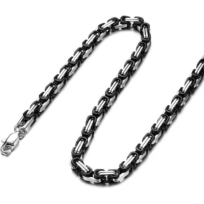 Chaîne Homme Acier Maille Fantaisie Avec Croix - 62 Cm X 8 Mm - Argenté