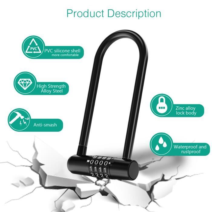 Antivol En U Vélo ICOCOPRO 18,7 Mm Haute Sécurité - Charge Lourde Avec 3 Clés - Noir/Orange Pour VTT Et Vélo De Course