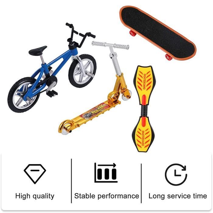 Trottinette De Doigts Pliable – Mini Skateboard Métal Avec Frein Arrière Et Roues Caoutchouc – Jouet Antistress, Entraînement Dexterité, Cadeau Enfant