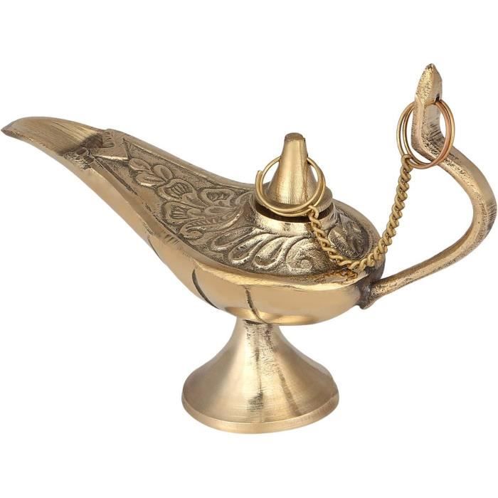Lampe à Pétrole Aladin Genie – Laiton Ancien – Brûle-encens – Reproduction Autorisée