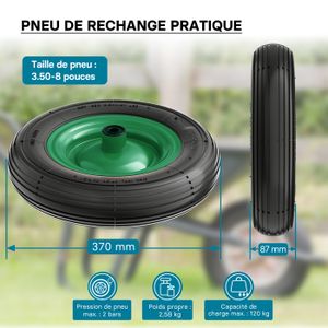 Union ECOVELO Pneus Brouette 3.50-8 Renforcés + Chambres à Air - Lot 2 Pneus + 2 Chambres