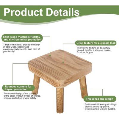 SilteD Tabouret en Bois, Petit Tabouret en Bois Massif, Aucun Assemblage requis, Repose-Pieds Fait à la Main pour Cuisine, Chambre à Coucher, Salon, Salle de Bain, buanderie ou Jardin