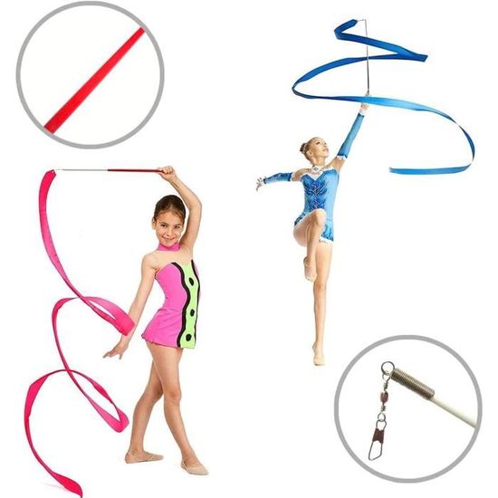 2pcs Ruban de Danse,2M Gym Fitness Ruban Gymnastique Rythmiques Streamer  pour Enfants Danse Artistique, Bâton Twirling(B)