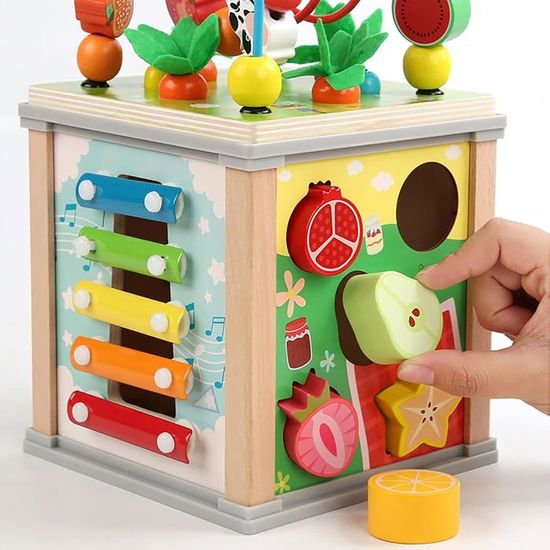 Promise Babe Cube D'Activité Montessori – Château Rose En Bois – Tri De Formes – Cadeau Bébé Fille