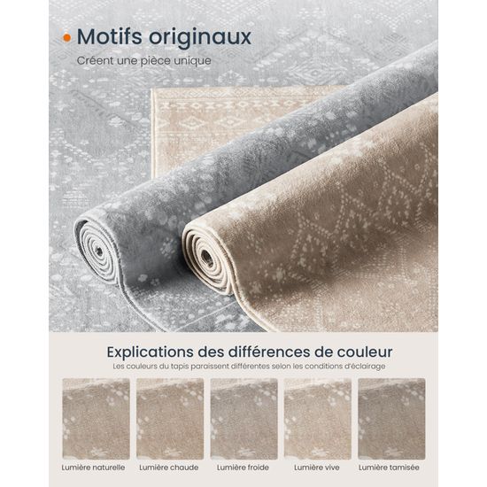 Tapis Salon Homcomodar 160x230cm Beige - Doux Antidérapant - Lavable En Machine - Moderne Et Abstrait