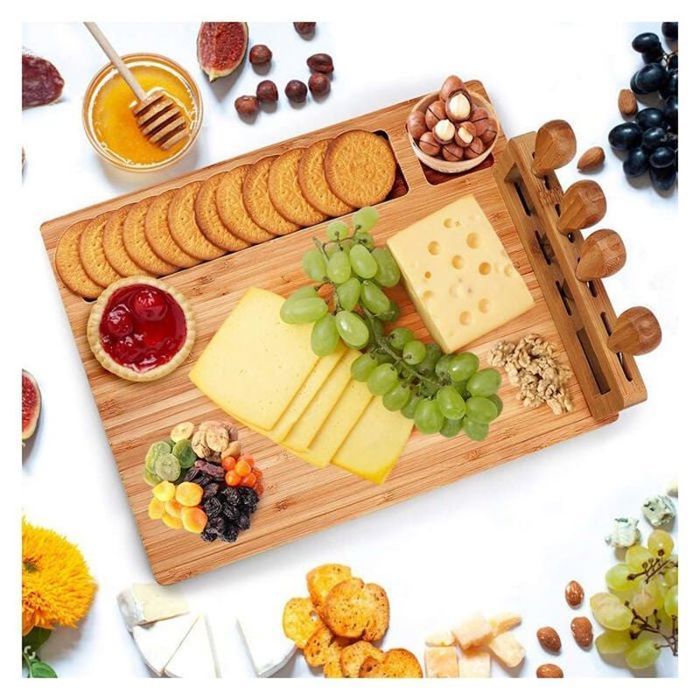 Planche à Charcuterie Bois - Plateau Service Fromage, Fruits - Décoration Table - Accessoire Cuisine