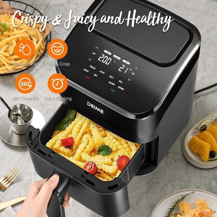Friteuse Air Fryer Sans Huile Friteuse à Air DEIME 10L Sans Huile 1800W Friteuses à Air De Grande Capacité Cuisinière Saine Avec 10 Préréglages, Grande Friteuse à Air Pour Les De Cuisson