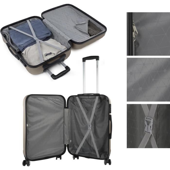 Lot De 3 Valises Rigides ABS Travelhouse - Légères, 4 Roues, Serrure