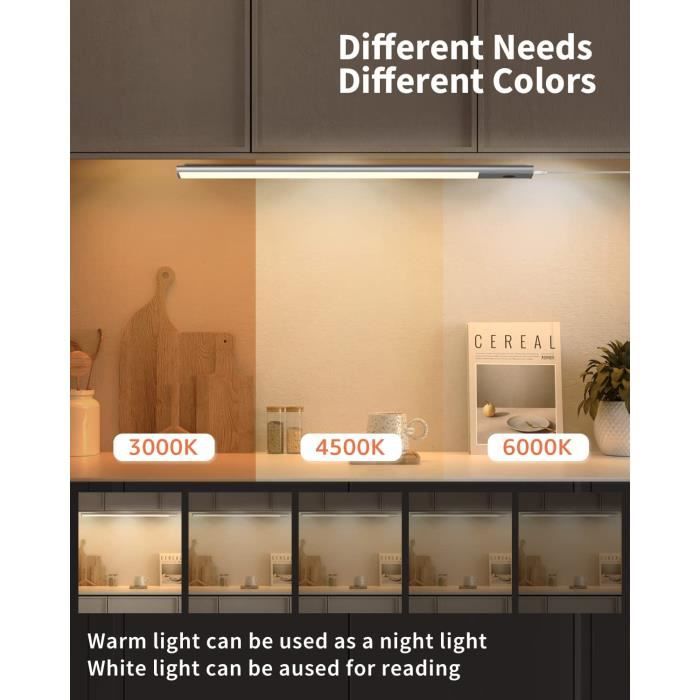 Reglette LED Cuisine avec Capteur, Lampe de Placard 2 en 1
