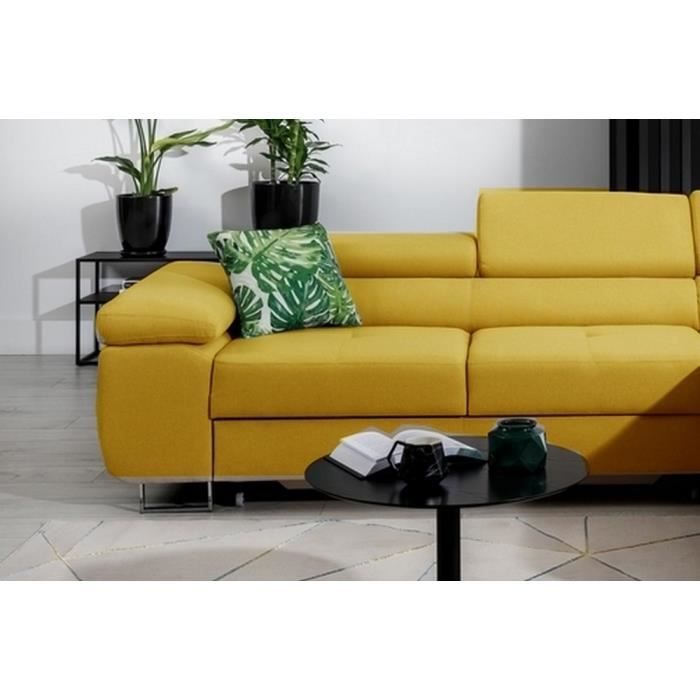 Canapé D'angle Jaune Maisons Du Monde – 225x160cm, Avec Repose-pieds Gigogne (occasion)