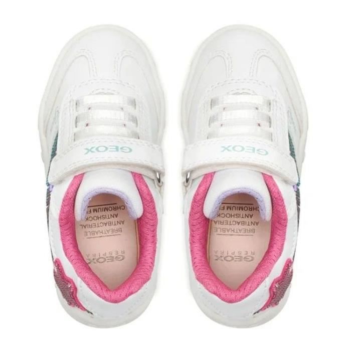 Baskets enfant Geox J SKYLIN GIRL B Blanc Scratch Talon plat