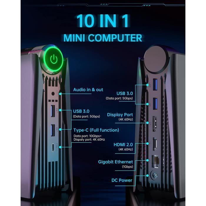 90€ sur Mini PC Bureau NiPoGi processeur AMD Ryzen™ 7 3750H 2.3-4GHz, 16Go  DDR4 512Go SSD, Windows 11 Pro, Bluetooth 4.2, WIFI-5 - Mini-PC - Achat &  prix