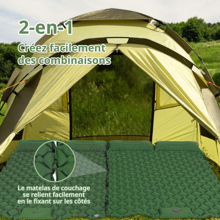 Matelas De Camping Autogonflant TEGOVE - Avec Pompe à Pied Et Oreiller Pour Randonnée Et Plage