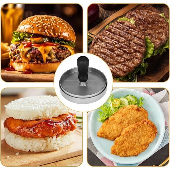 Presse à Hamburger 4 En 1 FAOKZE – Burger Farcis, Sliders, Galettes + 200 Papiers Cirés – Accessoire BBQ Parfait