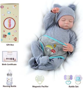 Poupée Bébé Reborn Garçon en Silicone Réaliste - Yeux Ouvert - 45 cm