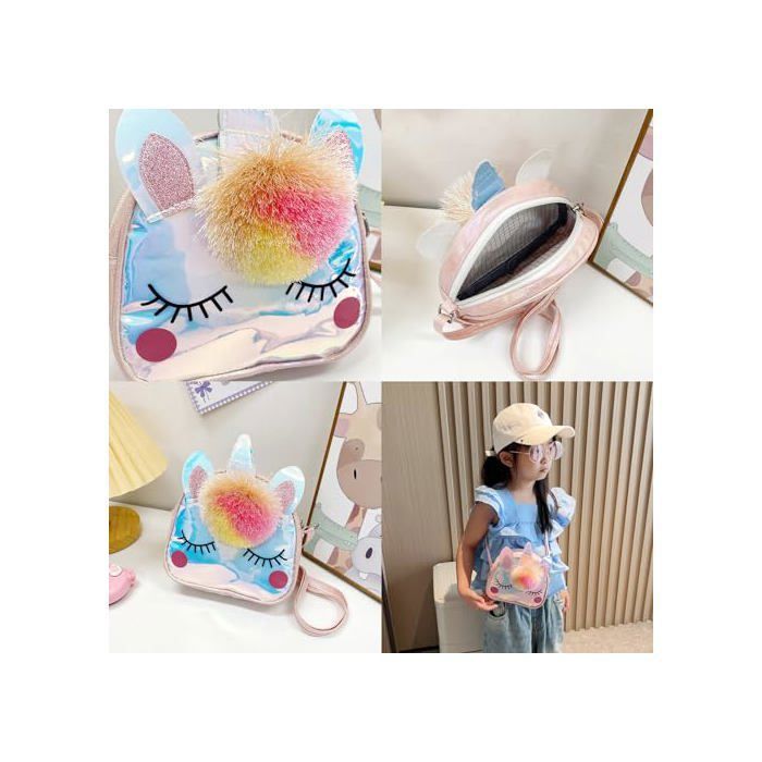 Set De Bijoux Licorne Pour Fille - Sac à Main, Collier, Bracelet, Boucles D'Oreilles, Bague, Lunettes