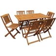 Salon de jardin bois exotique 'Hongkong' - Maple - Marron clair - 6 places assises - Table et chaises pliables-0