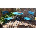 Ensemble table et chaises pliantes KEDIA - Table ronde 60*60cm bleu foncé - Meubles de jardin-0