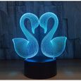 3D Veilleuse Swan Mignon Nuit Lumière 3D Illusio Lampe Bébé Led Acrylique Télécommande Commutateur Usb Chambre Salon LamA FG461863-0