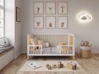 LOVE FOR SLEEP Lit Bébé Evolutif Convertible 140 x 70cm blanc-pin, Lit d'enfant en bois 3 EN 1, 3 Niveaux de Réglage de la Hauteur